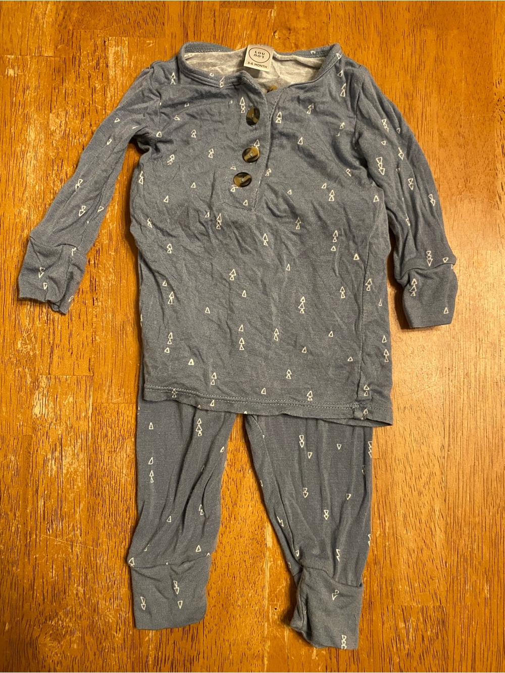 Lou Lou & Company Blue Two-Piece Triangle Print Pajama Set